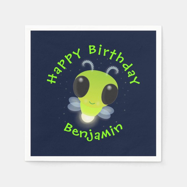 Servilleta De Papel Ilustracion personalizado de luciérnaga con brillo (Anverso)