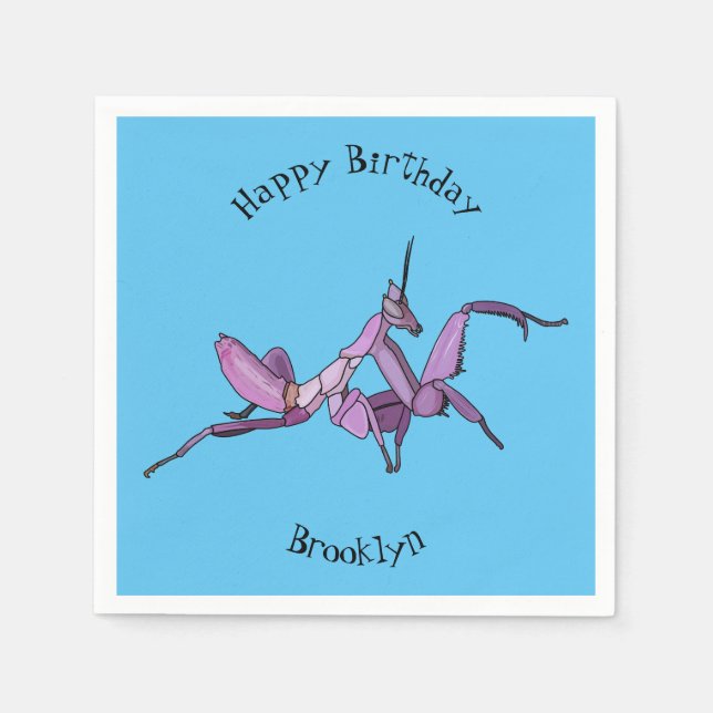 Servilleta De Papel Ilustracion personalizado de mantis orquídea (Anverso)