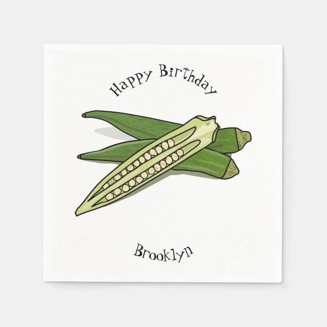 Servilleta De Papel Ilustracion personalizado de Okra (Anverso)