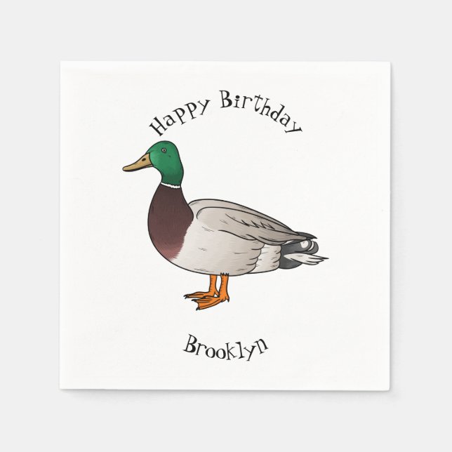 Servilleta De Papel Ilustracion personalizado de pato mallard (Anverso)