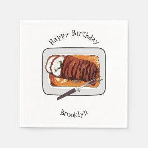 Servilleta De Papel Ilustracion personalizado de pavo asado
