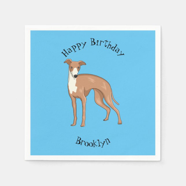 Servilleta De Papel Ilustracion personalizado de perro de Greyhound (Anverso)