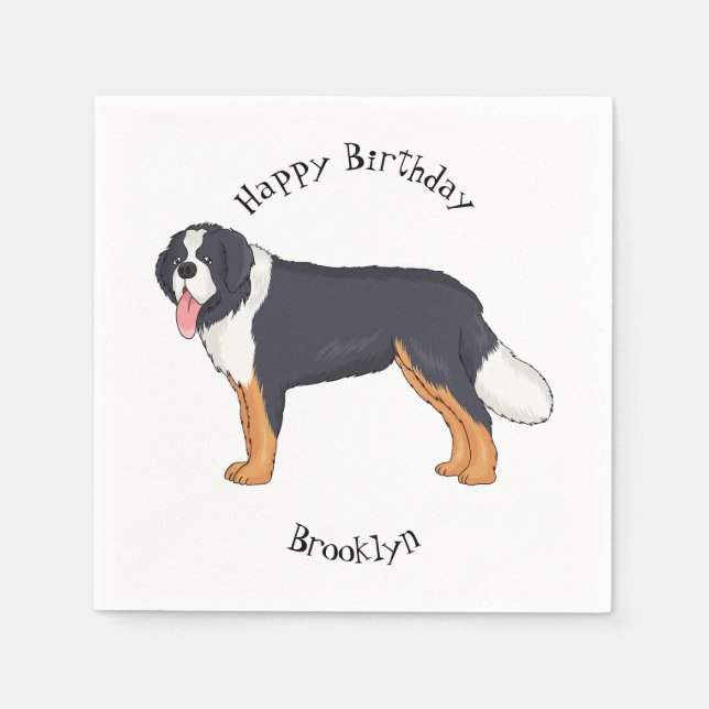 Servilleta De Papel Ilustracion personalizado de perro de montaña de B (Anverso)