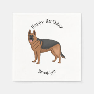 Servilleta De Papel Ilustracion personalizado de perro pastor alemán