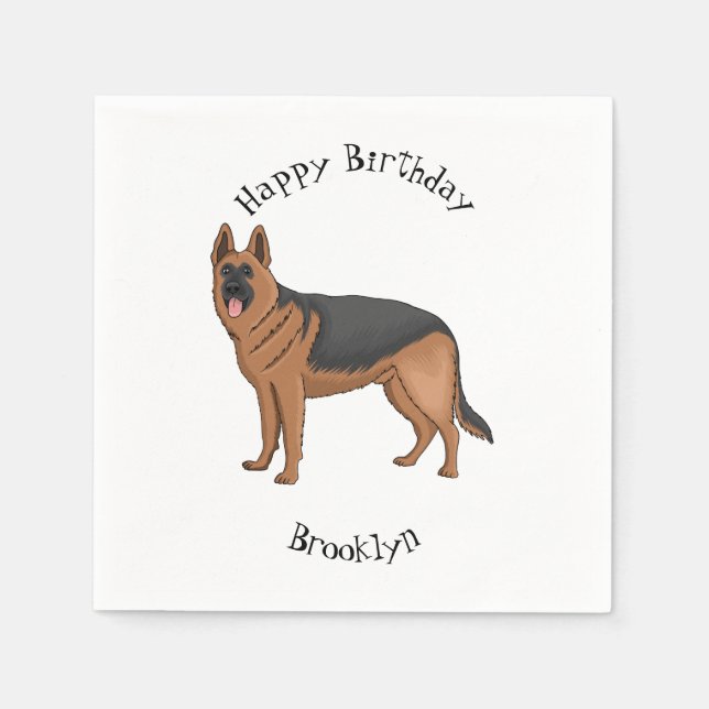 Servilleta De Papel Ilustracion personalizado de perro pastor alemán (Anverso)