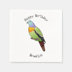 Servilleta De Papel Ilustracion personalizado de pichón verde de cuell