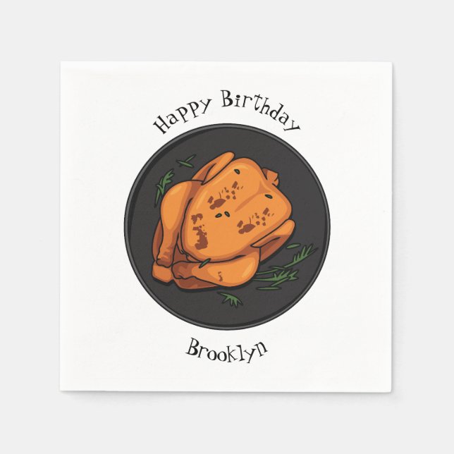 Servilleta De Papel Ilustracion personalizado de pollo asado (Anverso)
