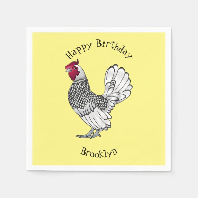 Servilleta De Papel Ilustracion personalizado de pollo de Sebright (Anverso)