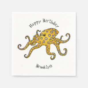 Servilleta De Papel Ilustracion personalizado de pulpo de anillo azul
