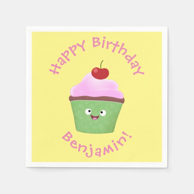 Servilleta De Papel Ilustracion personalizado de quequitos alegres (Anverso)