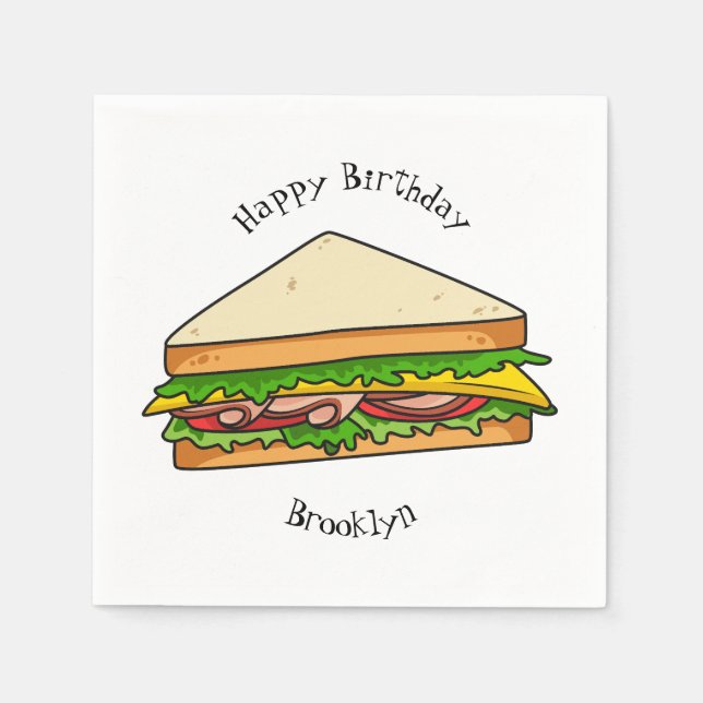 Servilleta De Papel Ilustracion personalizado de sándwich (Anverso)