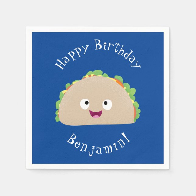 Servilleta De Papel Ilustracion personalizado de taco alegre sonriente (Anverso)