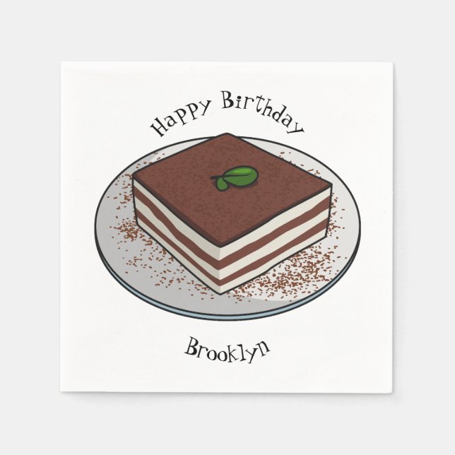 Servilleta De Papel Ilustracion personalizado de tarta de Tiramisu (Anverso)