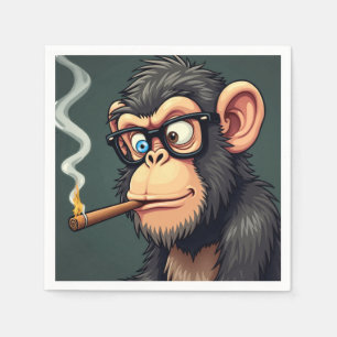 Servilleta De Papel ilustracion personalizado de un mono gracioso fuma