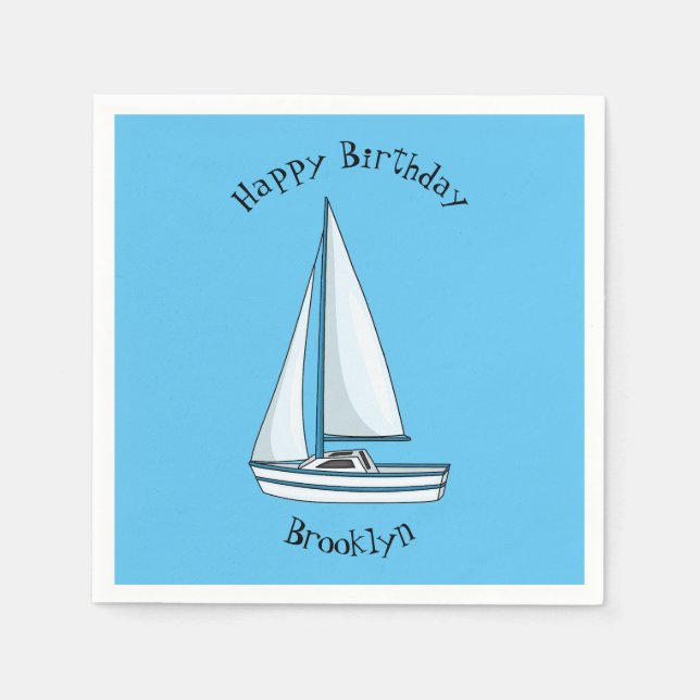 Servilleta De Papel Ilustracion personalizado de velero (Anverso)