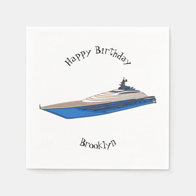 Servilleta De Papel Ilustracion personalizado de yates (Anverso)