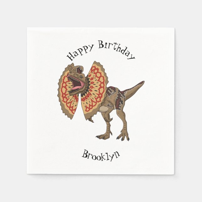 Servilleta De Papel Ilustracion personalizado Dilophosaurus (Anverso)