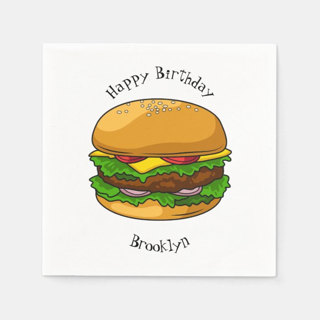 Servilleta De Papel Ilustracion personalizado Hamburger (Anverso)