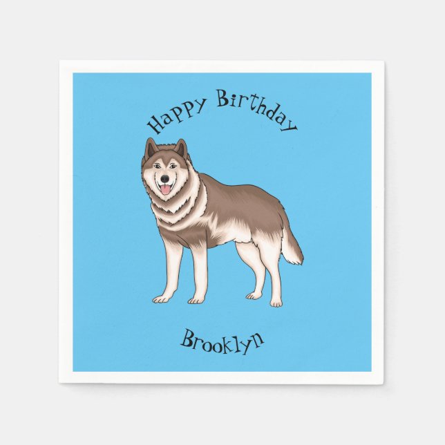 Servilleta De Papel Ilustracion personalizado husky siberiano (Anverso)