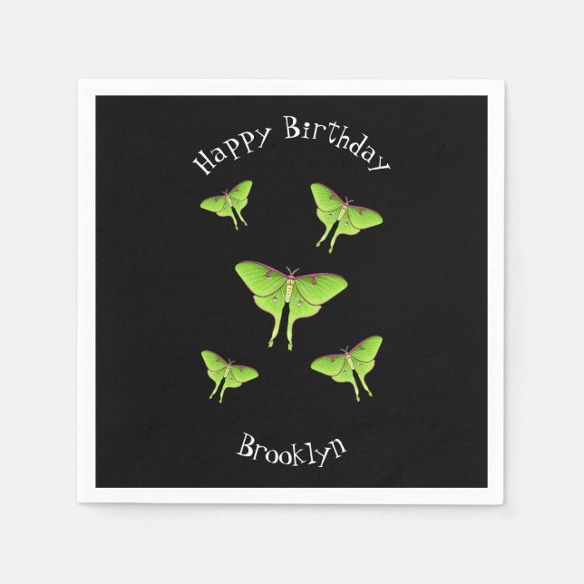 Servilleta De Papel Ilustracion personalizado Luna Moth (Anverso)