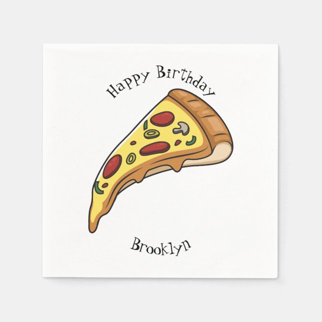 Servilleta De Papel Ilustracion personalizado Pizza (Anverso)