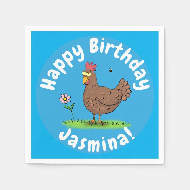 Servilleta De Papel Ilustracion personalizado rústico de pollo diverti (Anverso)