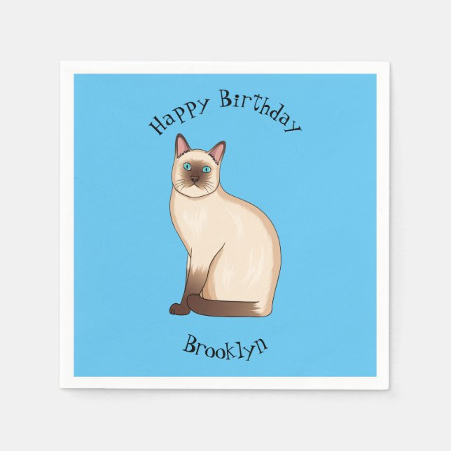 Servilleta De Papel Ilustracion personalizado siamés (Anverso)