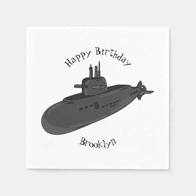 Servilleta De Papel Ilustracion personalizado submarino (Anverso)