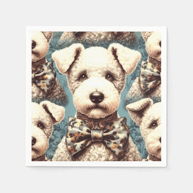 Servilleta De Papel Ilustracion Retro Bedlington Terrier (Anverso)