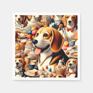 Servilleta De Papel Ilustracion Retro Cute Beagle