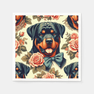 Servilleta De Papel Ilustracion Retro Rottweiler