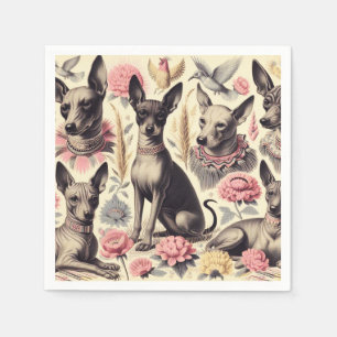 Servilleta De Papel Ilustracion retro Xoloitzcuintle Seamless
