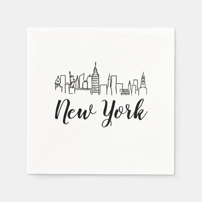Servilleta De Papel Ilustracion Skyline de la ciudad de Nueva York (Anverso)