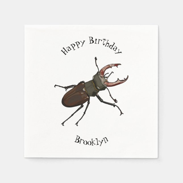 Servilleta De Papel Ilustracion Stag beetle personalizado (Anverso)