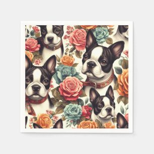 Servilleta De Papel Ilustracion Terrier de Boston