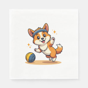 Servilleta De Papel Ilustración vectorial de perro Corgi vintage jugan