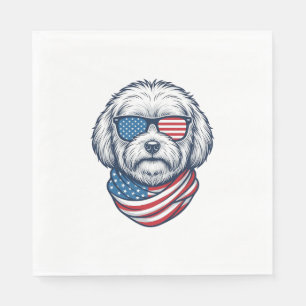 Servilleta De Papel Ilustración vectorial de perro esponjoso patriótic
