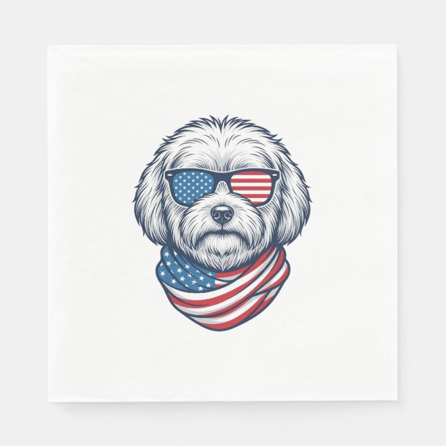 Servilleta De Papel Ilustración vectorial de perro esponjoso patriótic (Anverso)