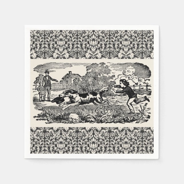 Servilleta De Papel Ilustracion victoriano de arte mascota antiguo (Anverso)