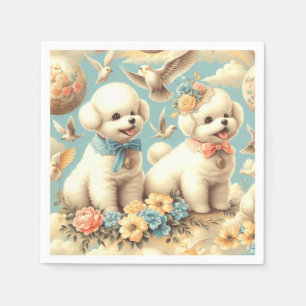Servilleta De Papel Ilustracion Vintage Cute Bichon Frisé