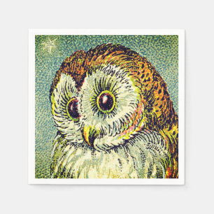 Servilleta De Papel Ilustración vintage de búho lindo