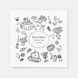 Servilleta De Papel Ilustraciones de mano dibujada, Boda de cócteles d