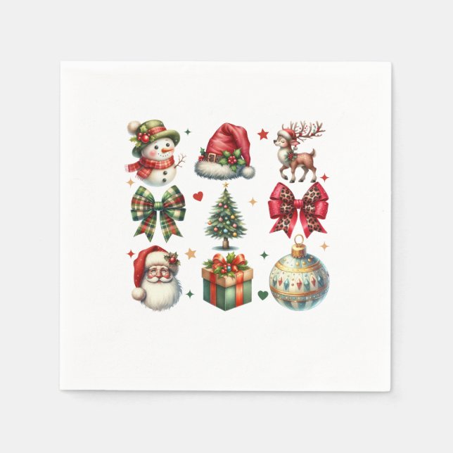 Servilleta De Papel Ilustraciones de regalos de Navidad (Anverso)