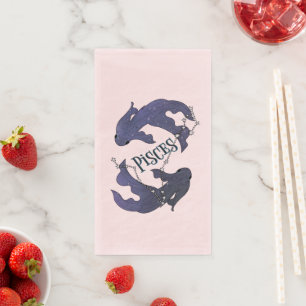 Servilleta De Papel Im A Pisces Zodiac. Rótulo Pisces Zodiac De Moda