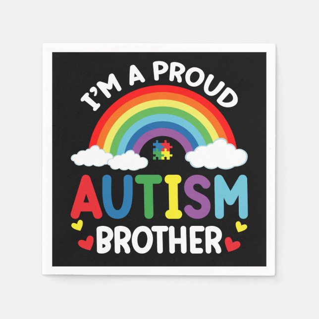 Servilleta De Papel I'm A Proud Autism Brother Autism Awareness Month (Anverso)