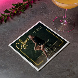 Servilleta De Papel Imagen de graduado con ondulación de neón amarillo