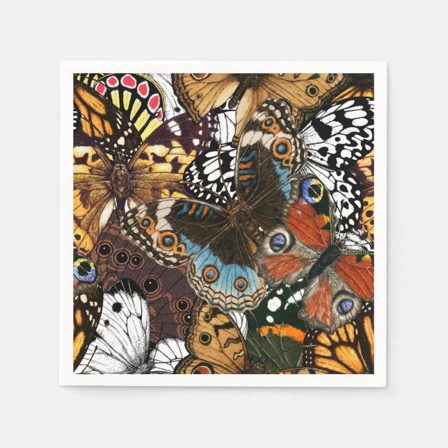 Servilleta De Papel Impresión animal. Las alas de mariposa. (Anverso)