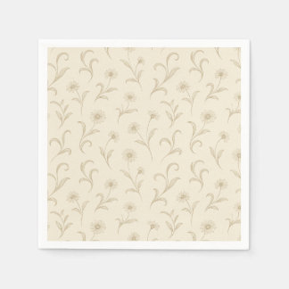 Servilleta De Papel Impresión botánica de flor de crema neutra