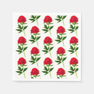 Servilleta De Papel Impresión botánica vintage, Peonía Roja Profunda