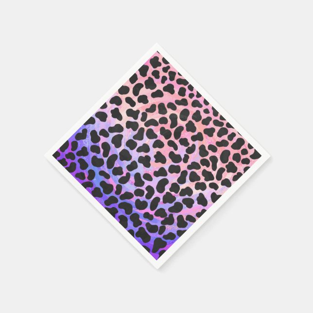 Servilleta De Papel Impresión dálmata en negro y rosa (Borde)